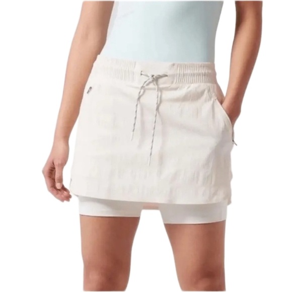 {Athleta} "Trekkie North Skort" Elastic Tie Waist Zipper Pockets Outdoor Shorts - Picture 1 of 8